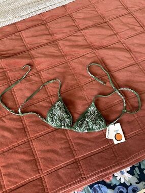 Tropic of C Green Paisley Triangle Bikini Top Tie Bikini Top